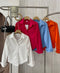 MATINEE Solid Color Collar Down Fitted Shirts